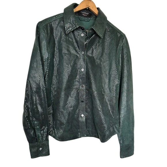 Scotch & Soda Women’s Smart Tarte Reptile print Green Goat Suede jacket Small - Picture 2 of 15